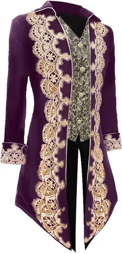 Vista 3 de VOREING Chaqueta de pirata steampunk para hombre, estilo gótico, príncipe victoriano