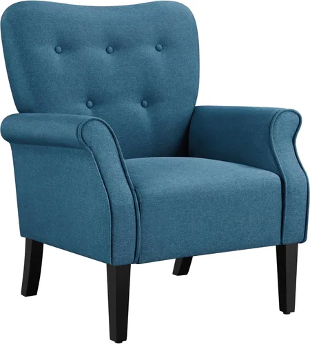 Vista 12 de Yaheetech Sillón Moderno, Silla de Acento de Mediados de Siglo con Patas de Madera Resistentes y Respaldo Alto para Espacios Pequeños, Silla de Club