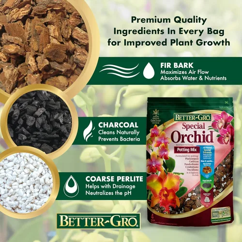 Vista 5 de Better-Gro Mezcla especial de orquídeas – Mezcla para macetas de corteza de orquídeas de primera calidad para macetas, trasplantes, drenaje