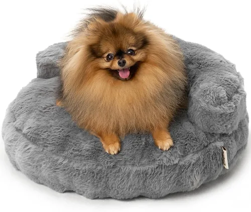Vista 25 de EHEYCIGA Sofá cama suave para gatos de interior, cama extra pequeña esponjosa para perros con funda extraíble lavable, sofá para mascotas, Camello
