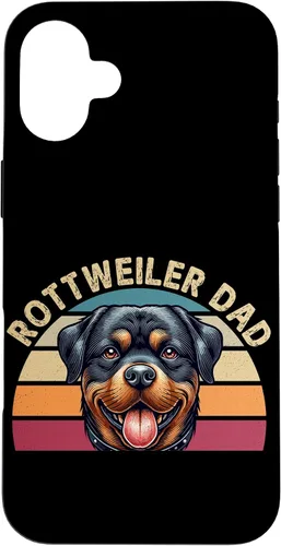 Vista 22 de Rottweiler Dad Rottie Father Dog Parent Father's Day Retro Case for iPhone 16