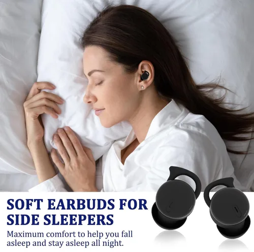 Vista 3 de Audífonos invisibles para dormir, cómodos auriculares con bloqueo de ruido para dormir, auriculares inalámbricos Bluetooth 5.3, auriculares