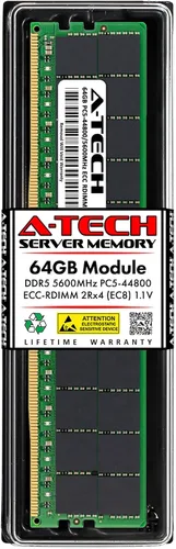 Vista 11 de A-Tech 16GB DDR5 4800MHz PC5-38400 ECC RDIMM 1Rx8 (EC8 10x4) Rango único 1.1V ECC Registrado DIMM 288-Pin Módulo de actualización de memoria RAM