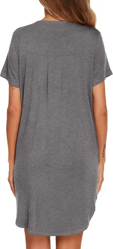 Vista 5 de Ekouaer - Camisón abotonado con cuello en V para mujer