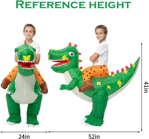 Vista 5 de Fasyou Inflatable Dinosaur Costumes for kids, Inflatable Costume Dinosaur Riding a T-Rex Air Blow-up Halloween Costumes for Boys Girls Riding Funny