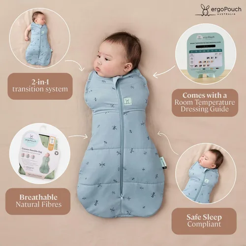 Vista 5 de ergoPouch Cocoon Swaddle Sack 0.2 TOG - Saco de dormir para bebé, ajuste suave y ceñido que ayuda a calmar el reflejo de sobresalto, ideal