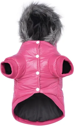 Vista 9 de LESYPET Abrigo para perro pequeño, chaqueta acolchada a prueba de viento para perros con agujero para correa, chaqueta extra cálida para perro, gris