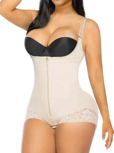 Vista 10 de YIANNA Fajas Colombianas Shapewear para Mujer Control de Abdomen Posparto Moldeador Corporal Levantador de Glúteos Bodysuit Beige