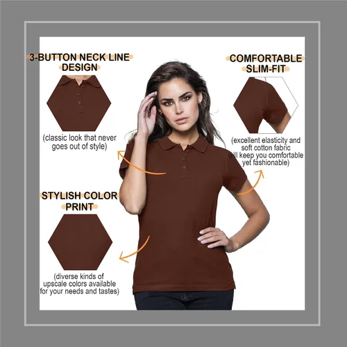 Vista 4 de FRESH TEE Polo de manga corta 100% algodón ajustado para mujer