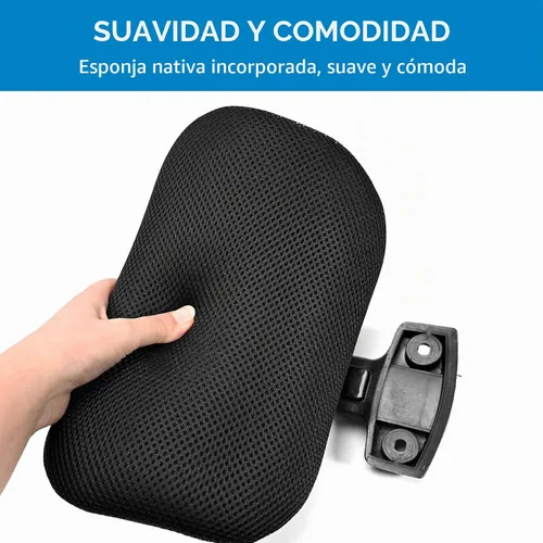 Vista 7 de Reposacabezas ajustable de malla negra para silla de oficina, accesorio ergonómico universal para escritorio, computadora y sillas giratorias