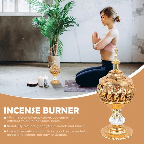 Vista 9 de 2 piezas delicado arte incensario soporte para relajación decoración del hogar y meditación Diseño único quemador de incienso para material compacto