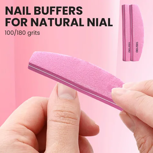 Vista 3 de Limas de uñas y bloques de pulidor con kit de preparación de uñas, cortador de cutículas de 0.197 in y empujador, herramientas de eliminación de Rosa