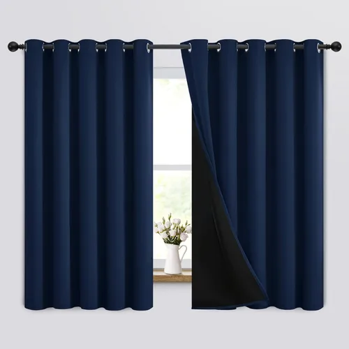 Vista 12 de Yakamok Cortinas negras, cortinas de ventana con aislamiento térmico y eficiencia energética para dormitorio, cortinas opacas completas y cortinas