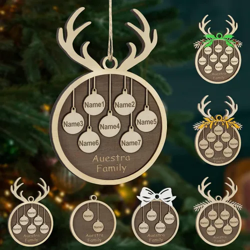 Vista 49 de Adornos de Navidad personalizados, familia de 1 nombre, adornos de Navidad de madera personalizados, decoración personalizada, decoración de árbol
