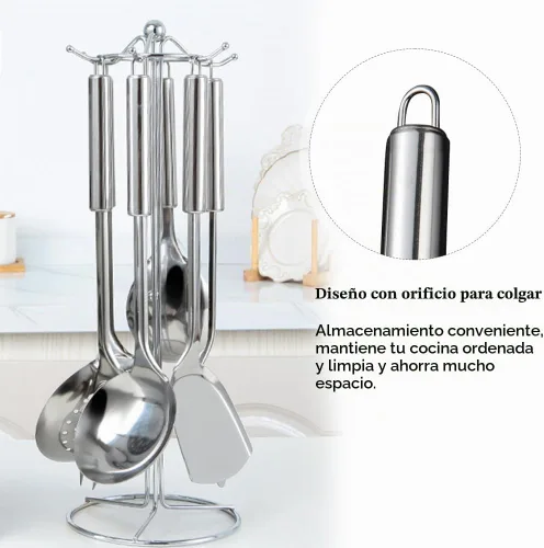 Vista 7 de Juego de utensilios de cocina de acero inoxidable de 5 piezas, herramientas