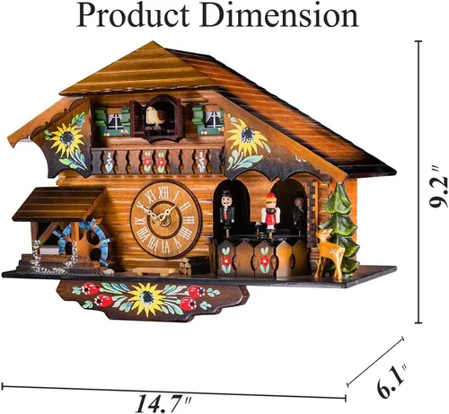 Vista 3 de Kintrot – Reloj de cuco con péndulo de cuarzo, reloj de pared del bosque negro, decoración del hogar