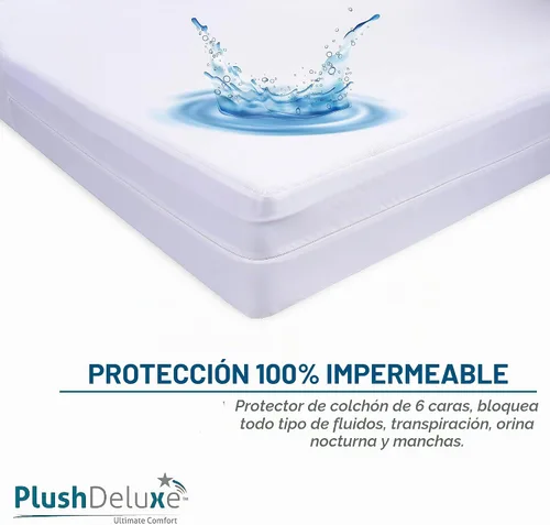 Vista 5 de PlushDeluxe Funda de colchón 100% impermeable, individual, suave rizo