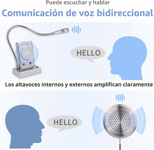 Vista 2 de DESHUN Altavoz de intercomunicación de ventana, intercomunicador de ventana de 2 vías, micrófono de intercomunicación de contador de ventana