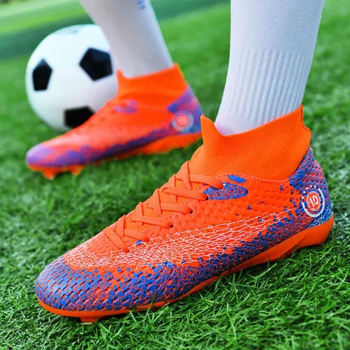 Vista 6 de MEBAMY Botas de fútbol altas unisex Tacos al aire libre Zapatillas deportivas de fútbol de césped Zapatos de fútbol Spikes Indoor Youth AG Fútbol
