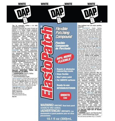 Vista 6 de Compuesto elastomérico para parchar y calafatear DAP 12276, 10.1 onzas, Blanco crudo, 12276