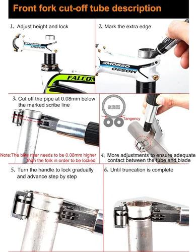 Vista 6 de Road Mountain Bike Fork Steerer Seat Post Handlebar Tube Cutter Tool, Bicycle Metal Pipe Cutter Tool with 5pcs Cutter Wheels for Size 1/4"-1-5/8