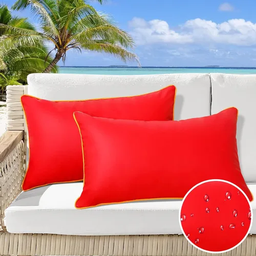 Vista 29 de Paquete de 2 fundas de almohada para exteriores de 12 x 20 pulgadas, resistente al agua, de piel de silicona, resistente a los rayos UV, resistente