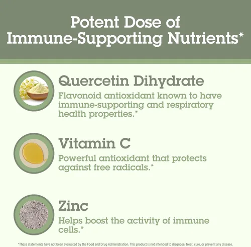 Vista 4 de Quantum Health Quercetin+ 500mg Potente suplemento de apoyo inmunológico con zinc 11 mg y vitamina C 100 mg – Complejo de refuerzo de inmunidad