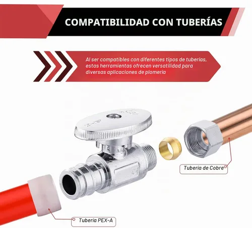 Vista 4 de EFIELD Pex-A Válvula de tope recto de 1/4 de giro 3/8 pulgadas de diámetro exterior de compresión x expansión Pex de 1/2 pulgada (F1960) latón