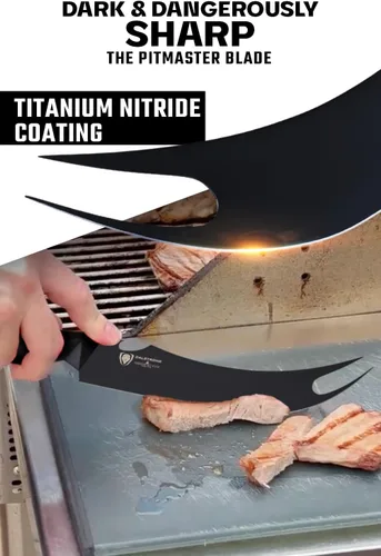 Vista 2 de Dalstrong BBQ Pitmaster - Cuchillo para carne de 9 pulgadas, serie Shadow Black, recubierto de nitruro de titanio negro, alto contenido de carbono
