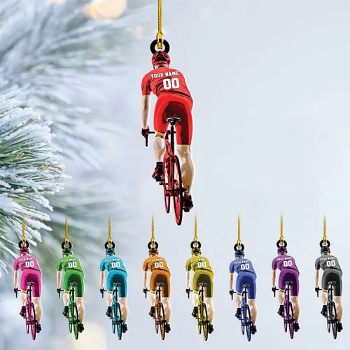 Vista 13 de Adorno personalizado para ciclismo de montaña, nombre personalizado y adorno para árbol de Navidad del año 2025, regalos de ciclista de montaña