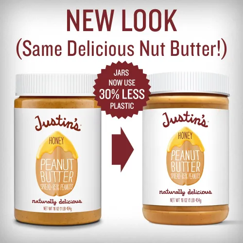 Vista 6 de Justin's Mantequilla de maní con miel, sin gluten, sin OMG, de origen responsable, tarro de 28 onzas (paquete de 6)