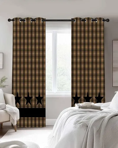 Vista 3 de Cortinas opacas Texas Barn Stars de 39 pulgadas de largo, cortinas rústicas con aislamiento térmico para dormitorio, sala de estar, 2 paneles de 55