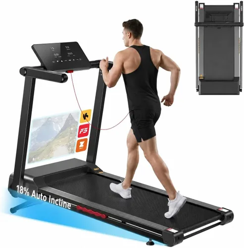 Vista 10 de JAGJOG Caminadora plegable, 15% de inclinación automática, 300 libras, 8.8