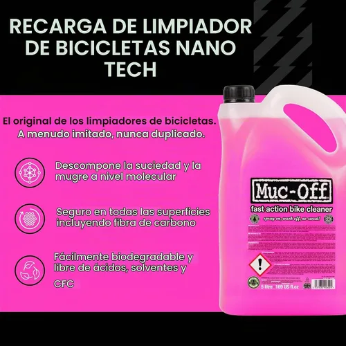Vista 2 de Muc-Off Nano-Tech - Limpiador de bicicletas, 5 litros, líquido de limpieza de bicicletas de acción rápida, biodegradable, seguro en todas