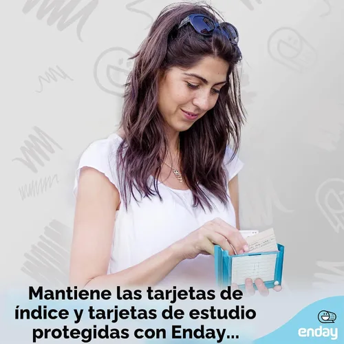 Vista 6 de Enday Tarjetero de índice de 3 x 5, estuche azul para tarjetas de índice con 5 separadores de pestañas, organizador de tarjetas de índice, soporte