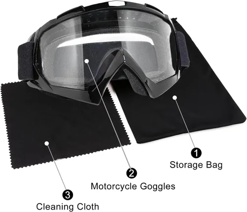 Vista 7 de Gafas de motocross - Gafas para motocicleta de tierra para hombres, mujeres y jóvenes - MX para todoterreno, conducción en pistas y carreras