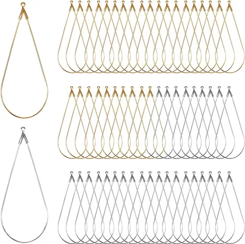 Vista 4 de KOICCVQQ Pendientes de gota de agua creativos DIY con cuentas de lágrima, aretes de aro de búsqueda de componentes accesorios Europa América