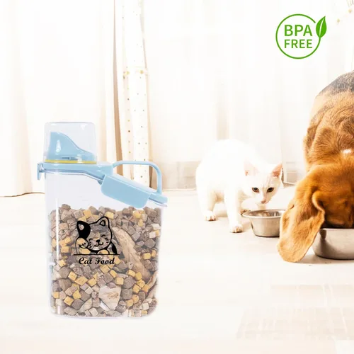 Vista 2 de Contenedor hermético de almacenamiento de alimentos para gatos Contenedor de plástico transparente para gatos y cachorros de 3 cuartos de galón