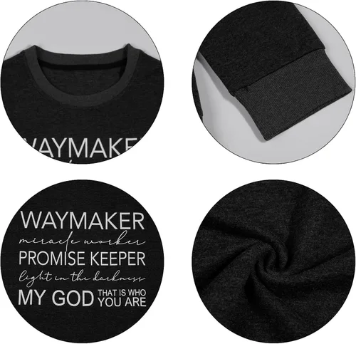 Vista 6 de FASHGL Waymaker - Sudadera de manga larga para mujer Miracle Worker Promise Keeper