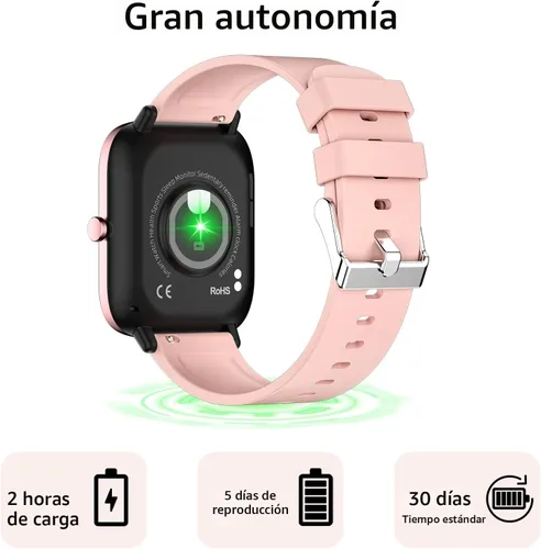 Vista 9 de Reloj inteligente para mujer, monitor de llamadas, monitor de actividad física, frecuencia cardíaca y sueño, pantalla táctil de 1.69 pulgadas