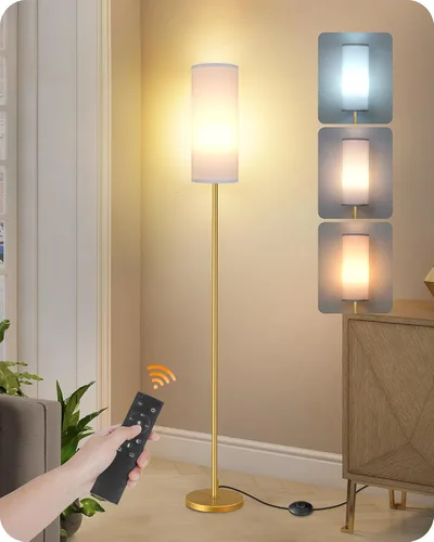Vista 41 de Paquete de 2 lámparas de pie rosas regulables para sala de estar con 2 controles remotos e interruptor de pie, lámpara de pie de esquina, lámpara