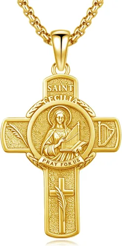 Vista 110 de 925 Sterling Silver Patron Saint Amulet Necklace for Men Women plateado