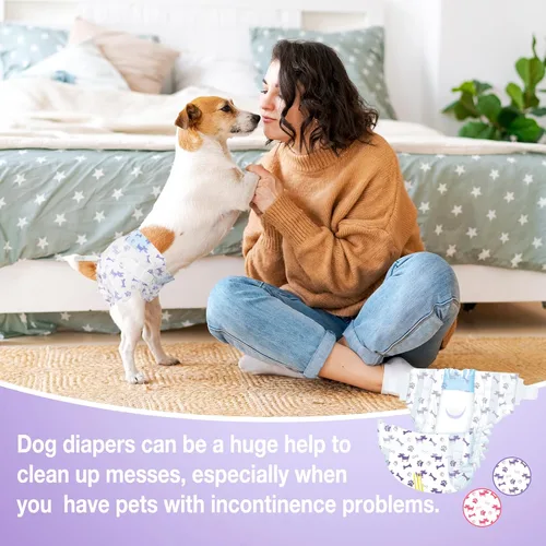 Vista 5 de Pet Soft Pañales desechables para perras – Pañales desechables para perritos con indicador de humedad, pañal para cachorros y gatos súper