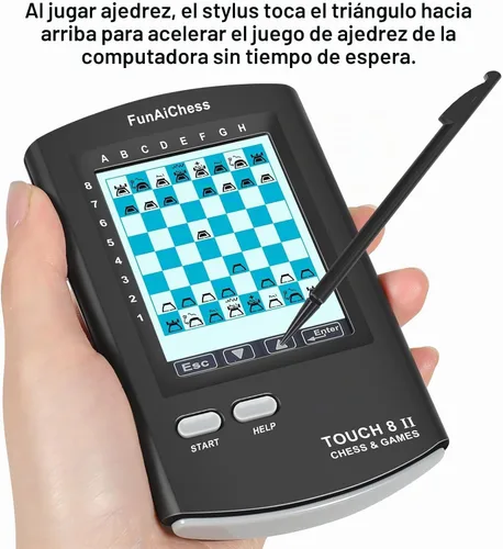 Vista 3 de Tablero de ajedrez electrónico de mano 8 en 1, juego de ajedrez electrónico portátil para adultos, niños y principiantes, aprenden y viajan con Negro