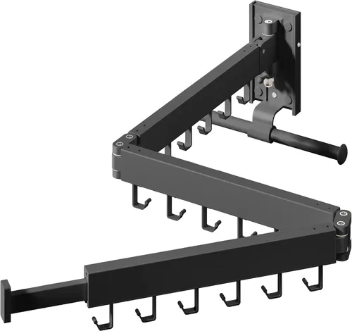 Vista 10 de HEILAIYI Estante de Secado de Ropa para Lavandería, Perchero de Ropa Montado en la Pared, Plegable, Retráctil, Plegable (Con Ganchos en Forma de J)