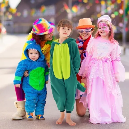 Vista 5 de Mameluco de dinosaurio de dibujos animados de anime, pijamas, pijamas, disfraz de cosplay para niños y adultos, fiesta de Halloween