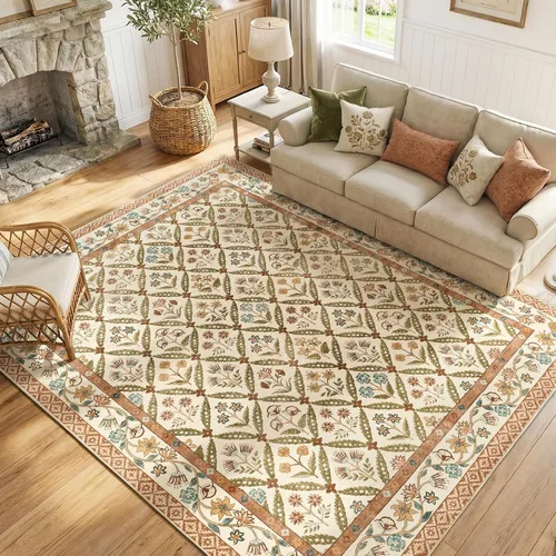 Vista 21 de jinchan Haden - Alfombra de entrada de 2 x 3 pulgadas, diseño floral vintage, lavable, suave, antideslizante, de pelo bajo, para puerta, cocina