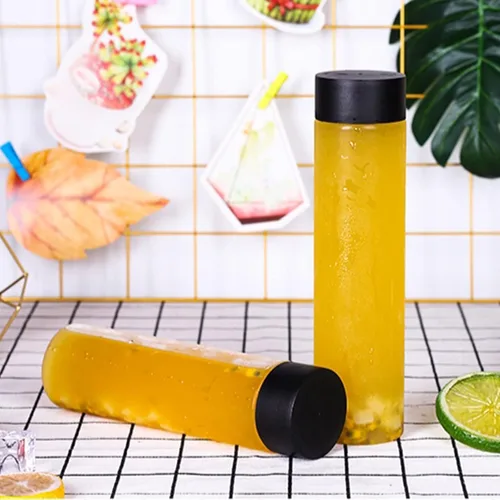 Vista 9 de Paquete de 12 botellas redondas de plástico de 16 onzas con tapas, recipientes de jugo con tapas para botella de batidos, botellas de jugo
