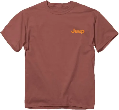 Vista 2 de Jeep Sunset Palms Men's Short Sleeve T-Shirt, Red Palm Tree, Sunset Design for Beach Lovers 100% Ringspun Cotton, Brick