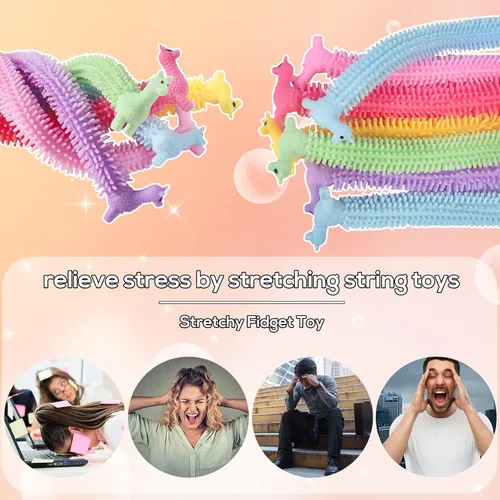 Vista 5 de Paquete de 18 juguetes elásticos para ansiedad, cuerda sensorial mejorada, cuerdas elásticas coloridas para niños, adultos, autismo, alivio